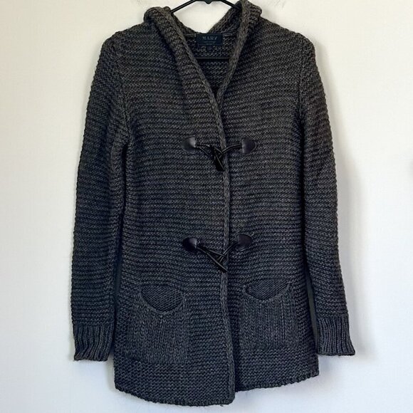 Marv Made in Italy Wool Alpaca Blend Hooded Cardigan Toggle Sweater - Size: Smal - Picture 1 of 7